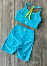 Load image into Gallery viewer, The Daybreak Peacock Turquoise Set - Top & Shorts
