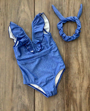 Load image into Gallery viewer, Summer Belles Ruffle Blue Leotard