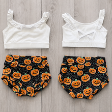 Load image into Gallery viewer, Pumpkin & Bats Halloween Classic 2PC Set - White