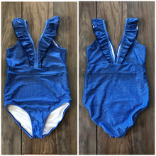 Load image into Gallery viewer, Summer Belles Ruffle Blue Leotard
